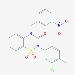 molecular formula C21H16ClN3O5S B2920856 2-(3-chloro-4-methylphenyl)-4-(3-nitrobenzyl)-2H-1,2,4-benzothiadiazin-3(4H)-one 1,1-dioxide CAS No. 866867-48-3