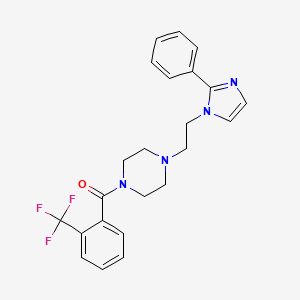 molecular formula C23H23F3N4O B2920862 (4-(2-(2-phenyl-1H-imidazol-1-yl)ethyl)piperazin-1-yl)(2-(trifluoromethyl)phenyl)methanone CAS No. 1396874-60-4