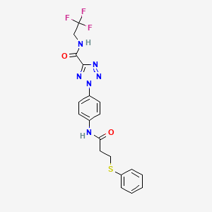 molecular formula C19H17F3N6O2S B2920865 2-(4-(3-(phenylthio)propanamido)phenyl)-N-(2,2,2-trifluoroethyl)-2H-tetrazole-5-carboxamide CAS No. 1396676-36-0