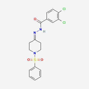 molecular formula C18H17Cl2N3O3S B2920870 3,4-dichloro-N'-[1-(phenylsulfonyl)-4-piperidinylidene]benzenecarbohydrazide CAS No. 478248-25-8