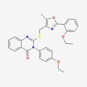 molecular formula C29H27N3O4S B2920878 3-(4-ethoxyphenyl)-2-(((2-(2-ethoxyphenyl)-5-methyloxazol-4-yl)methyl)thio)quinazolin-4(3H)-one CAS No. 1114654-56-6