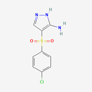 molecular formula C9H8ClN3O2S B2920883 4-[(4-氯苯基)磺酰基]-1H-吡唑-5-胺 CAS No. 30036-43-2