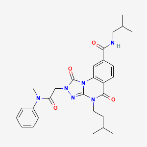 molecular formula C28H34N6O4 B2920897 N-isobutyl-4-(3-methylbutyl)-2-{2-[methyl(phenyl)amino]-2-oxoethyl}-1,5-dioxo-1,2,4,5-tetrahydro[1,2,4]triazolo[4,3-a]quinazoline-8-carboxamide CAS No. 1224006-73-8