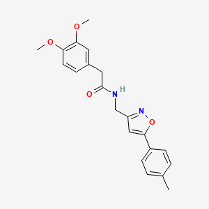 molecular formula C21H22N2O4 B2920904 2-(3,4-dimethoxyphenyl)-N-((5-(p-tolyl)isoxazol-3-yl)methyl)acetamide CAS No. 946210-23-7