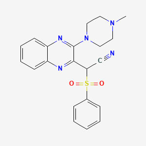 molecular formula C21H21N5O2S B2920912 2-(3-(4-Methylpiperazin-1-yl)quinoxalin-2-yl)-2-(phenylsulfonyl)acetonitrile CAS No. 573932-75-9