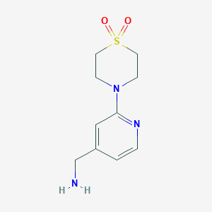 molecular formula C10H15N3O2S B2920916 4-[4-(Aminomethyl)pyridin-2-yl]-1lambda(6),4-thiomorpholine-1,1-dione CAS No. 1153843-40-3