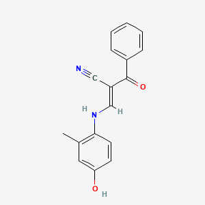 molecular formula C17H14N2O2 B2920936 (E)-2-苯甲酰基-3-(4-羟基-2-甲基苯胺基)丙-2-烯腈 CAS No. 1025573-32-3