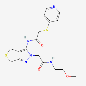 molecular formula C17H21N5O3S2 B2920940 N-(2-甲氧基乙基)-2-(3-(2-(吡啶-4-基硫代)乙酰氨基)-4,6-二氢-2H-噻吩并[3,4-c]吡唑-2-基)乙酰胺 CAS No. 1105204-54-3