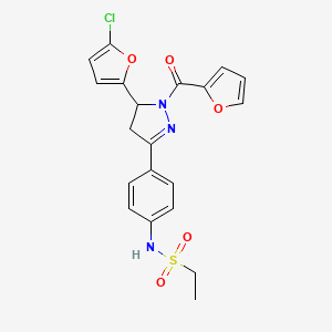 N-(4-(5-(5-chlorofuran-2-yl)-1-(furan-2-carbonyl)-4,5-dihydro-1H-pyrazol-3-yl)phenyl)ethanesulfonamide