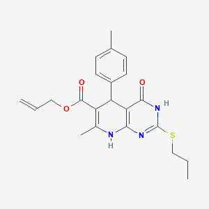 molecular formula C22H25N3O3S B2920946 Allyl 7-methyl-4-oxo-2-(propylthio)-5-(p-tolyl)-3,4,5,8-tetrahydropyrido[2,3-d]pyrimidine-6-carboxylate CAS No. 923674-75-3