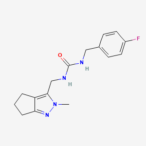 molecular formula C16H19FN4O B2920947 1-(4-Fluorobenzyl)-3-((2-methyl-2,4,5,6-tetrahydrocyclopenta[c]pyrazol-3-yl)methyl)urea CAS No. 2034454-40-3