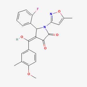 molecular formula C23H19FN2O5 B2920949 5-(2-氟苯基)-3-羟基-4-(4-甲氧基-3-甲基苯甲酰)-1-(5-甲基异恶唑-3-基)-1H-吡咯-2(5H)-酮 CAS No. 618873-55-5