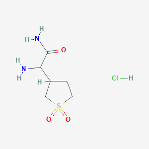 molecular formula C6H13ClN2O3S B2920955 2-Amino-2-(1,1-dioxothiolan-3-yl)acetamide;hydrochloride CAS No. 2377032-28-3