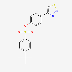 molecular formula C18H18N2O3S2 B2920956 4-(1,2,3-Thiadiazol-4-yl)phenyl 4-(tert-butyl)benzenesulfonate CAS No. 337924-71-7