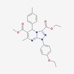 molecular formula C26H28N4O5 B292099 3-Ethyl 6-methyl 1-(4-ethoxyphenyl)-7-methyl-5-(4-methylphenyl)-1,5-dihydro[1,2,4]triazolo[4,3-a]pyrimidine-3,6-dicarboxylate 