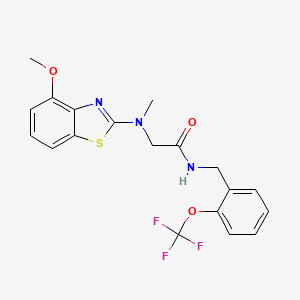 molecular formula C19H18F3N3O3S B2920998 2-((4-甲氧基苯并[d]噻唑-2-基)(甲基)氨基)-N-(2-(三氟甲氧基)苄基)乙酰胺 CAS No. 1396878-63-9