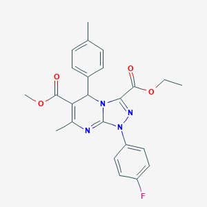 molecular formula C24H23FN4O4 B292100 3-Ethyl 6-methyl 1-(4-fluorophenyl)-7-methyl-5-(4-methylphenyl)-1,5-dihydro[1,2,4]triazolo[4,3-a]pyrimidine-3,6-dicarboxylate 