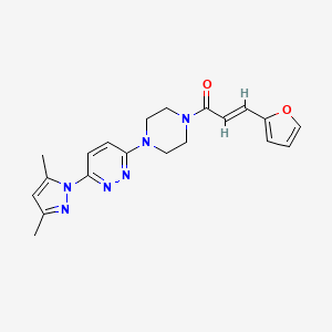 molecular formula C20H22N6O2 B2921005 (E)-1-(4-(6-(3,5-二甲基-1H-吡唑-1-基)哒嗪-3-基)哌嗪-1-基)-3-(呋喃-2-基)丙-2-烯-1-酮 CAS No. 1251711-40-6