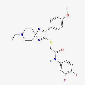 molecular formula C24H26F2N4O2S B2921016 N-(3,4-difluorophenyl)-2-((8-ethyl-3-(4-methoxyphenyl)-1,4,8-triazaspiro[4.5]deca-1,3-dien-2-yl)thio)acetamide CAS No. 1185068-46-5