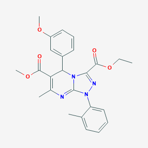 molecular formula C25H26N4O5 B292104 3-Ethyl 6-methyl 5-(3-methoxyphenyl)-7-methyl-1-(2-methylphenyl)-1,5-dihydro[1,2,4]triazolo[4,3-a]pyrimidine-3,6-dicarboxylate 