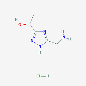 molecular formula C5H11ClN4O B2921054 (1R)-1-[5-(Aminomethyl)-1H-1,2,4-triazol-3-yl]ethanol;hydrochloride CAS No. 2253619-49-5