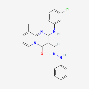 (E)-2-((3-chlorophenyl)amino)-9-methyl-3-((2-phenylhydrazono)methyl)-4H-pyrido[1,2-a]pyrimidin-4-one
