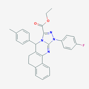 molecular formula C29H25FN4O2 B292107 Ethyl 15-(4-fluorophenyl)-11-(4-methylphenyl)-12,14,15,17-tetrazatetracyclo[8.7.0.02,7.012,16]heptadeca-1(10),2,4,6,13,16-hexaene-13-carboxylate 
