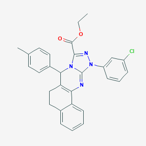molecular formula C29H25ClN4O2 B292108 Ethyl 15-(3-chlorophenyl)-11-(4-methylphenyl)-12,14,15,17-tetrazatetracyclo[8.7.0.02,7.012,16]heptadeca-1(10),2,4,6,13,16-hexaene-13-carboxylate 