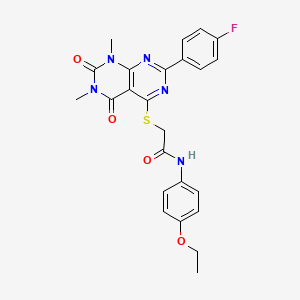 molecular formula C24H22FN5O4S B2921082 N-(4-乙氧基苯基)-2-((2-(4-氟苯基)-6,8-二甲基-5,7-二氧代-5,6,7,8-四氢嘧啶并[4,5-d]嘧啶-4-基)硫代)乙酰胺 CAS No. 852170-28-6