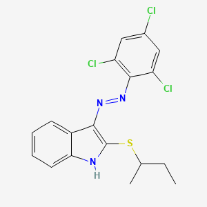 molecular formula C18H16Cl3N3S B2921085 2-(sec-butylsulfanyl)-3H-indol-3-one N-(2,4,6-trichlorophenyl)hydrazone CAS No. 478042-28-3