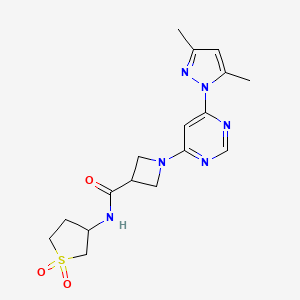 molecular formula C17H22N6O3S B2921087 1-(6-(3,5-dimethyl-1H-pyrazol-1-yl)pyrimidin-4-yl)-N-(1,1-dioxidotetrahydrothiophen-3-yl)azetidine-3-carboxamide CAS No. 2034582-87-9