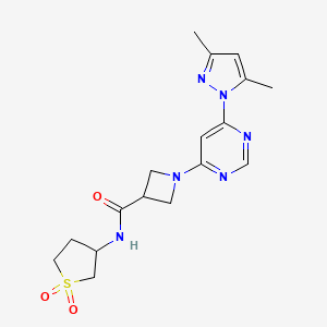 molecular formula C17H22N6O3S B2921087 1-(6-(3,5-二甲基-1H-吡唑-1-基)嘧啶-4-基)-N-(1,1-二氧化四氢噻吩-3-基)氮杂环丁烷-3-甲酰胺 CAS No. 2034582-87-9