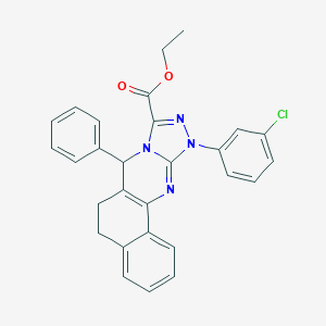 molecular formula C28H23ClN4O2 B292109 Ethyl 15-(3-chlorophenyl)-11-phenyl-12,14,15,17-tetrazatetracyclo[8.7.0.02,7.012,16]heptadeca-1(10),2,4,6,13,16-hexaene-13-carboxylate 