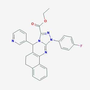 molecular formula C27H22FN5O2 B292110 Ethyl 15-(4-fluorophenyl)-11-pyridin-3-yl-12,14,15,17-tetrazatetracyclo[8.7.0.02,7.012,16]heptadeca-1(10),2,4,6,13,16-hexaene-13-carboxylate 