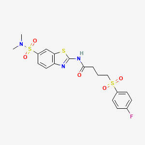 molecular formula C19H20FN3O5S3 B2921109 N-(6-(N,N-二甲基氨磺酰基)苯并[d]噻唑-2-基)-4-((4-氟苯基)磺酰基)丁酰胺 CAS No. 923193-11-7