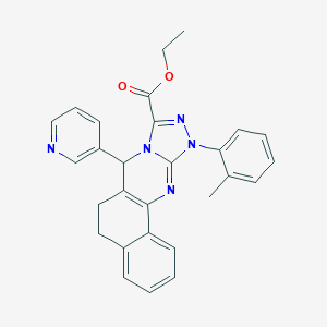 Ethyl 15-(2-methylphenyl)-11-pyridin-3-yl-12,14,15,17-tetrazatetracyclo[8.7.0.02,7.012,16]heptadeca-1(10),2,4,6,13,16-hexaene-13-carboxylate