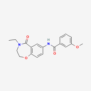 molecular formula C19H20N2O4 B2921112 N-(4-ethyl-5-oxo-2,3,4,5-tetrahydrobenzo[f][1,4]oxazepin-7-yl)-3-methoxybenzamide CAS No. 922055-01-4