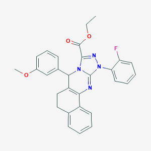 Ethyl 15-(2-fluorophenyl)-11-(3-methoxyphenyl)-12,14,15,17-tetrazatetracyclo[8.7.0.02,7.012,16]heptadeca-1(10),2,4,6,13,16-hexaene-13-carboxylate
