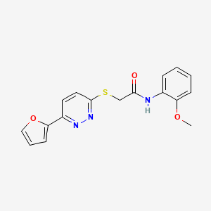 molecular formula C17H15N3O3S B2921137 2-[6-(furan-2-yl)pyridazin-3-yl]sulfanyl-N-(2-methoxyphenyl)acetamide CAS No. 872723-52-9
