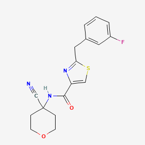 molecular formula C17H16FN3O2S B2921139 N-(4-cyanooxan-4-yl)-2-[(3-fluorophenyl)methyl]-1,3-thiazole-4-carboxamide CAS No. 1797896-46-8