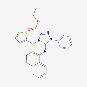 molecular formula C26H22N4O2S B292114 Ethyl 11-phenyl-7-(2-thienyl)-5,6,7,11-tetrahydrobenzo[h][1,2,4]triazolo[3,4-b]quinazoline-9-carboxylate 