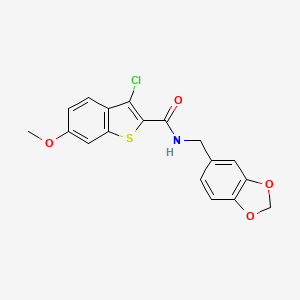 molecular formula C18H14ClNO4S B2921148 N-(1,3-苯并二氧杂环-5-基甲基)-3-氯-6-甲氧基-1-苯并噻吩-2-甲酰胺 CAS No. 326007-94-7
