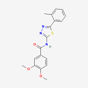 molecular formula C18H17N3O3S B2921161 3,4-二甲氧基-N-(5-(邻甲苯基)-1,3,4-噻二唑-2-基)苯甲酰胺 CAS No. 392243-42-4