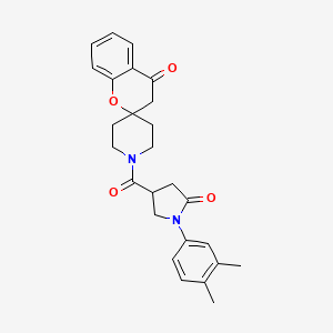 molecular formula C26H28N2O4 B2921174 1'-(1-(3,4-二甲苯基)-5-氧代吡咯烷-3-羰基)螺[色满-2,4'-哌啶]-4-酮 CAS No. 887468-04-4