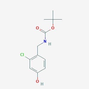 molecular formula C12H16ClNO3 B2921183 叔丁基 N-[(2-氯-4-羟基苯基)甲基]氨基甲酸酯 CAS No. 2418695-01-7