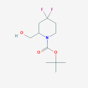 molecular formula C11H19F2NO3 B2921196 叔丁基 4,4-二氟-2-(羟甲基)哌啶-1-甲酸酯 CAS No. 1454291-05-4