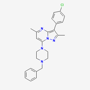 molecular formula C25H26ClN5 B2921203 7-(4-Benzylpiperazin-1-yl)-3-(4-chlorophenyl)-2,5-dimethylpyrazolo[1,5-a]pyrimidine CAS No. 877647-84-2
