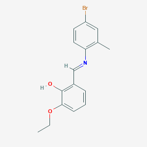 molecular formula C16H16BrNO2 B2921214 2-{(E)-[(4-bromo-2-methylphenyl)imino]methyl}-6-ethoxyphenol CAS No. 1232816-77-1
