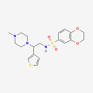 molecular formula C19H25N3O4S2 B2921219 N-(2-(4-甲基哌嗪-1-基)-2-(噻吩-3-基)乙基)-2,3-二氢苯并[b][1,4]二噁英-6-磺酰胺 CAS No. 946221-58-5