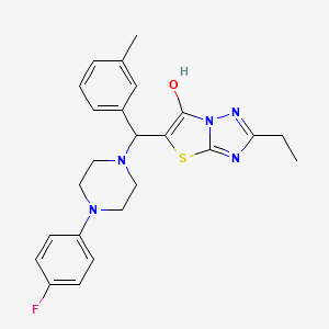 molecular formula C24H26FN5OS B2921220 2-乙基-5-((4-(4-氟苯基)哌嗪-1-基)(间甲苯基)甲基)噻唑并[3,2-b][1,2,4]三唑-6-醇 CAS No. 898368-12-2